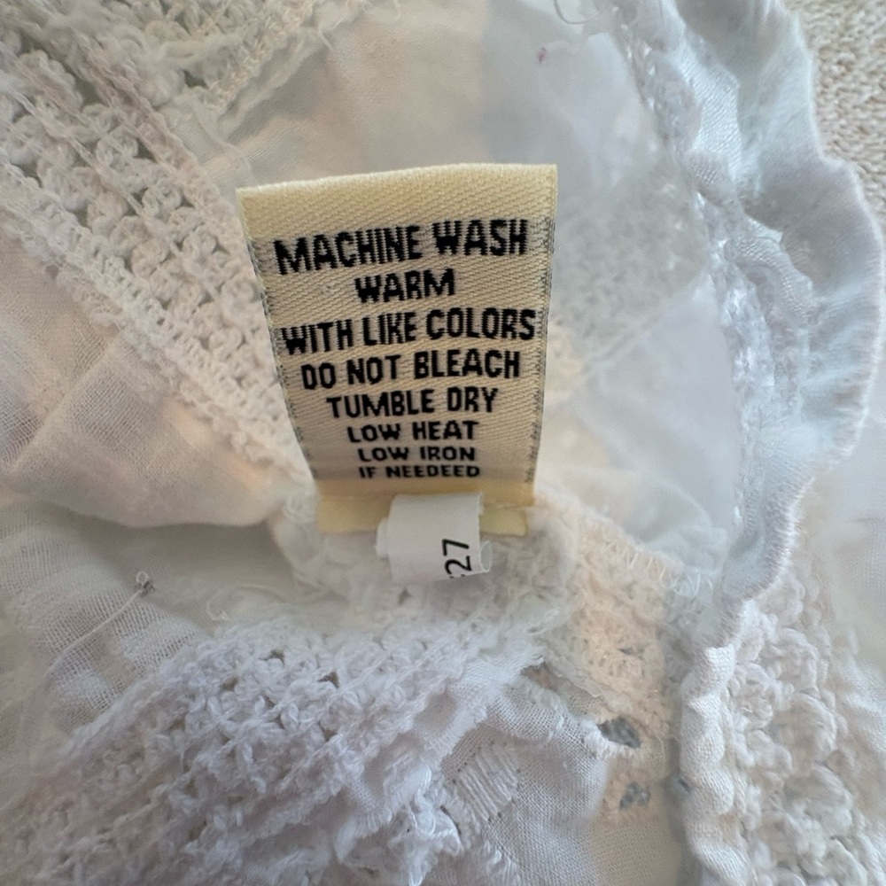 Dylan White Cotton Lace Patchwork Button Down Blo… - image 6